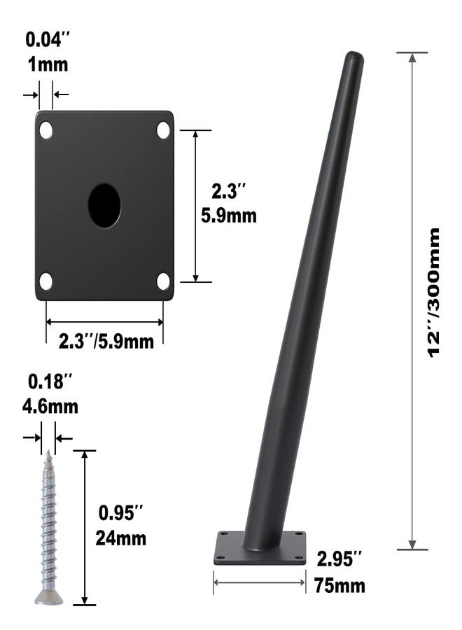 FIVEPEARS 4pcs 12 Inch Matte Black Furniture Legs - Image 2