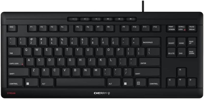 Cherry Stream Keyboard TKL Wired USB TenKeyLess Compact Version without Number Pad. Silent Keystroke. Ideal for Office and Industrial Use. - Image 1