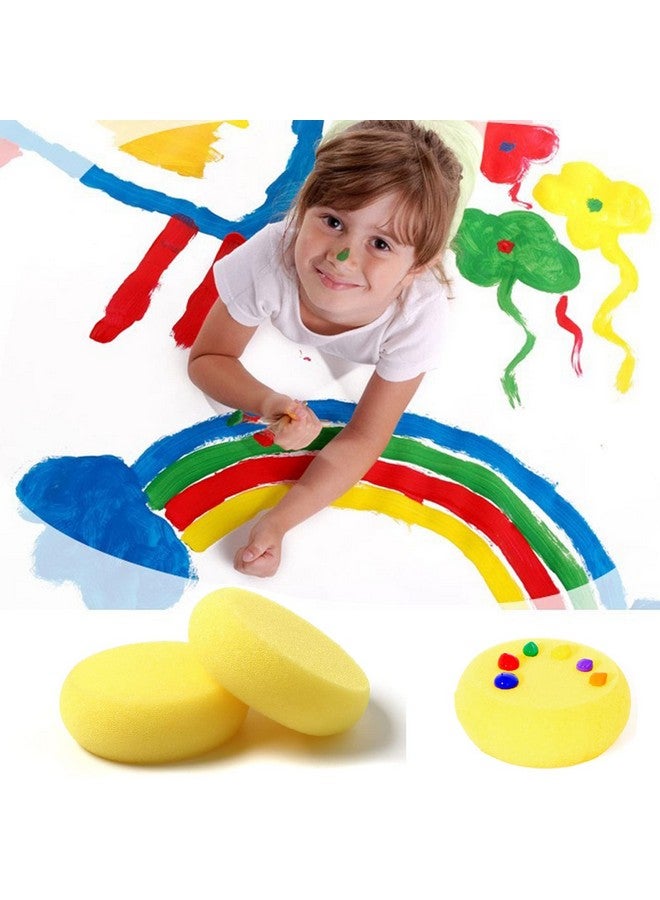 WAFJAMF 8 Pcs Round Painting Sponge 2.96Inch Yellow Artist Sponges Watercolors Sponges For Face Painting Art Crafts - Image 4