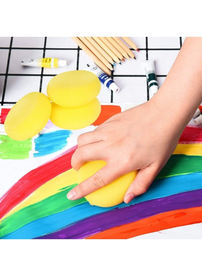 WAFJAMF 8 Pcs Round Painting Sponge 2.96Inch Yellow Artist Sponges Watercolors Sponges For Face Painting Art Crafts - Image 5