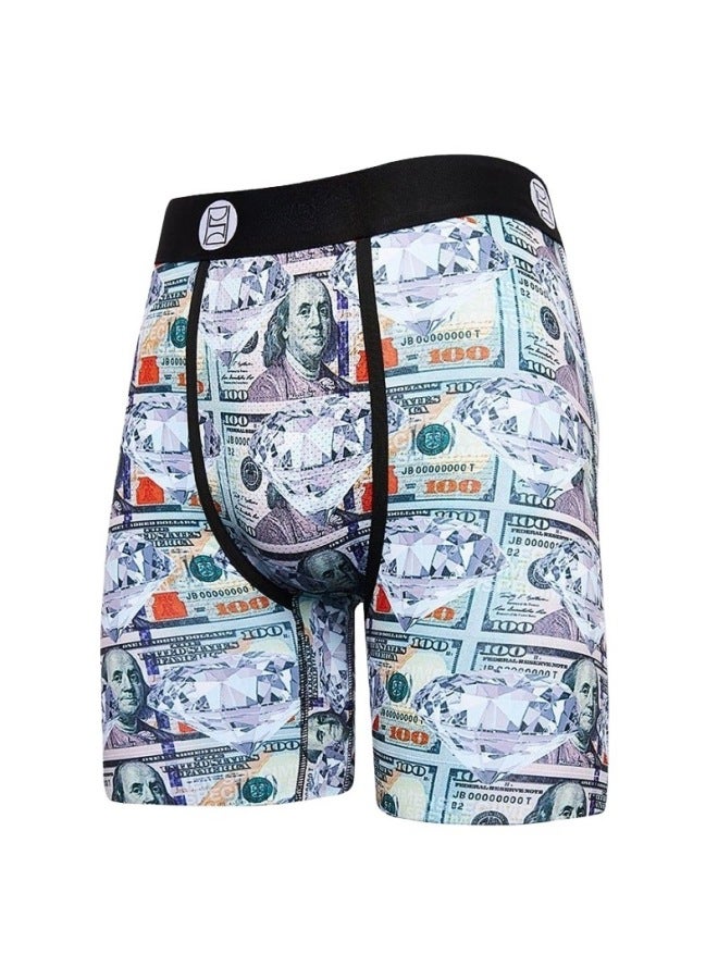 New Sd Quick-drying Lengthened Boxer Briefs Shark Digital Printing Sports Shorts Fashion Brand Beach Pants For Men