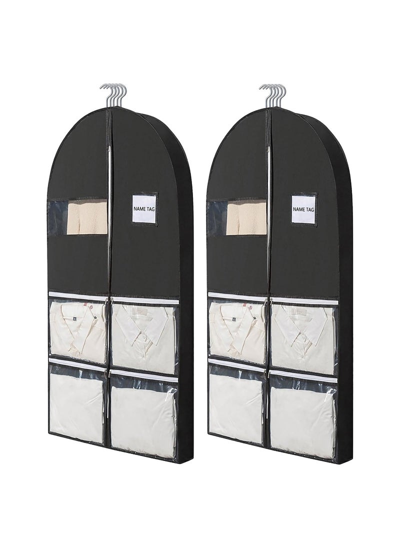 49" Garment Bag, Heavy Duty Garment Bags, with 4 Pockets, Suitable for Home, Travel Hanging Garment Bags, for Closet Storage, Hold 3-8 Clothes, for Clothes, Coats, Shirts, Dress (Set of 2)  - Image 1