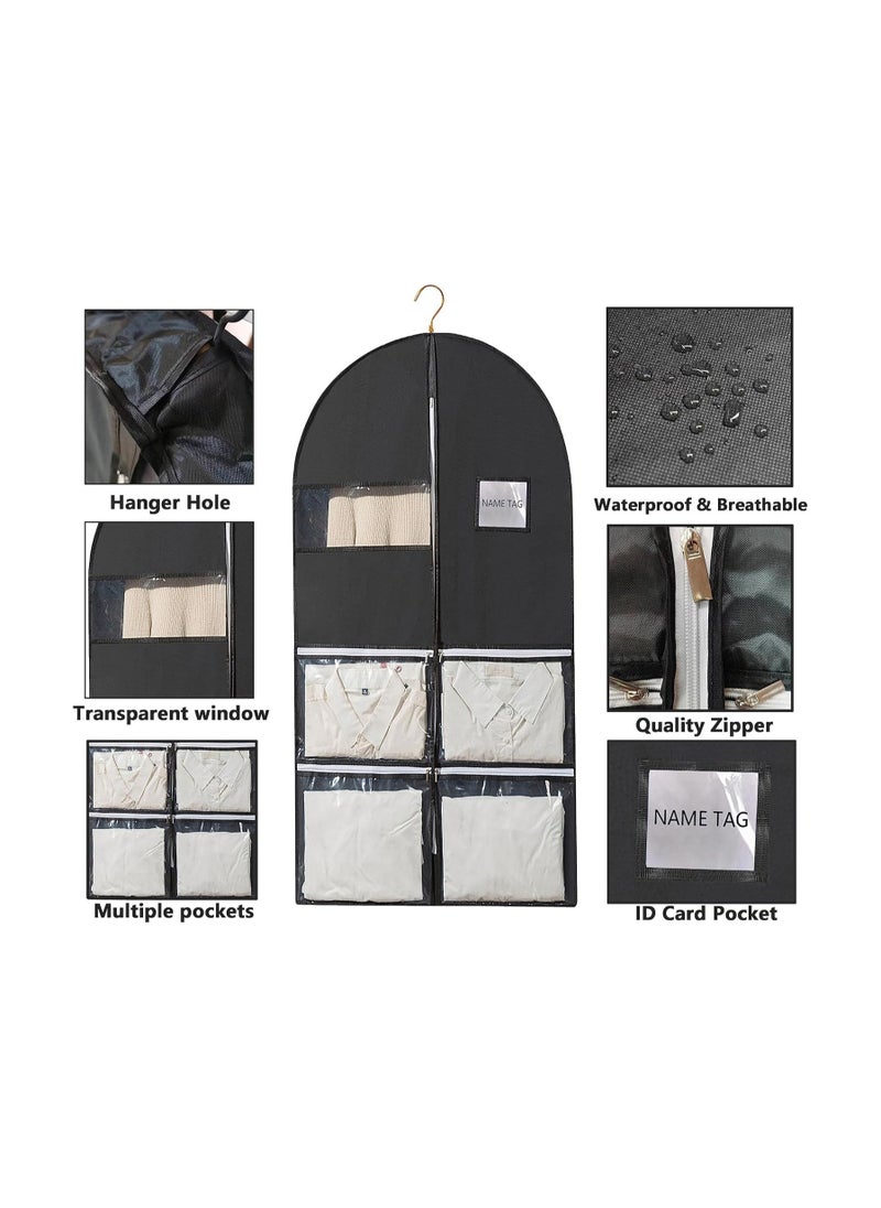 49" Garment Bag, Heavy Duty Garment Bags, with 4 Pockets, Suitable for Home, Travel Hanging Garment Bags, for Closet Storage, Hold 3-8 Clothes, for Clothes, Coats, Shirts, Dress (Set of 2)  - Image 4