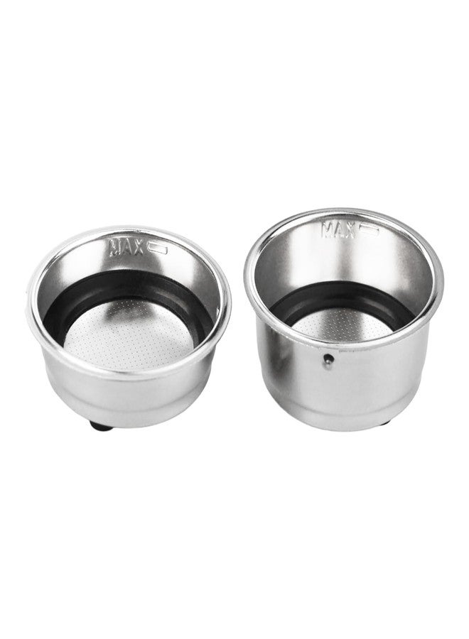 Flylin 2Pcs Coffee Filter Basket, 51mm Pressurized Coffee Filter Cups Strainer Stainless Steel With Strainer, Coffee Detachable Espresso Machine Portafilter Basket Replacement for Home Office (Single+Double) - Image 1