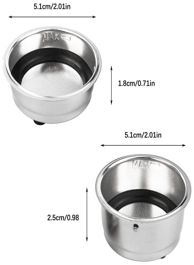 Flylin 2Pcs Coffee Filter Basket, 51mm Pressurized Coffee Filter Cups Strainer Stainless Steel With Strainer, Coffee Detachable Espresso Machine Portafilter Basket Replacement for Home Office (Single+Double) - Image 2