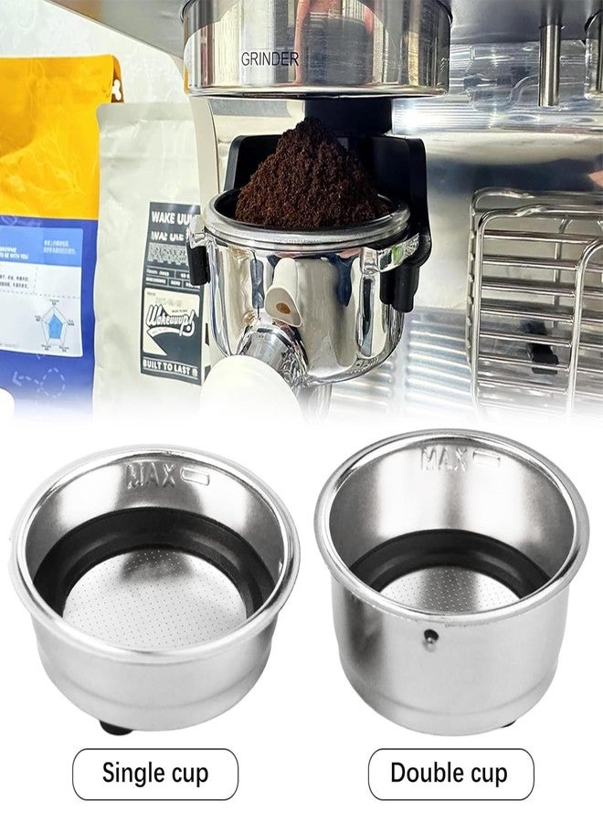 Flylin 2Pcs Coffee Filter Basket, 51mm Pressurized Coffee Filter Cups Strainer Stainless Steel With Strainer, Coffee Detachable Espresso Machine Portafilter Basket Replacement for Home Office (Single+Double) - Image 4