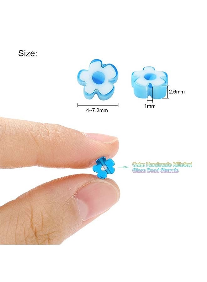 80 Piece Millefiori Lampwork Beads 5-6mm Floral Multi-Colored Flower Glass Flat Beads for Jewelry Necklace Bracelet Earrings DIY Making  - Image 3