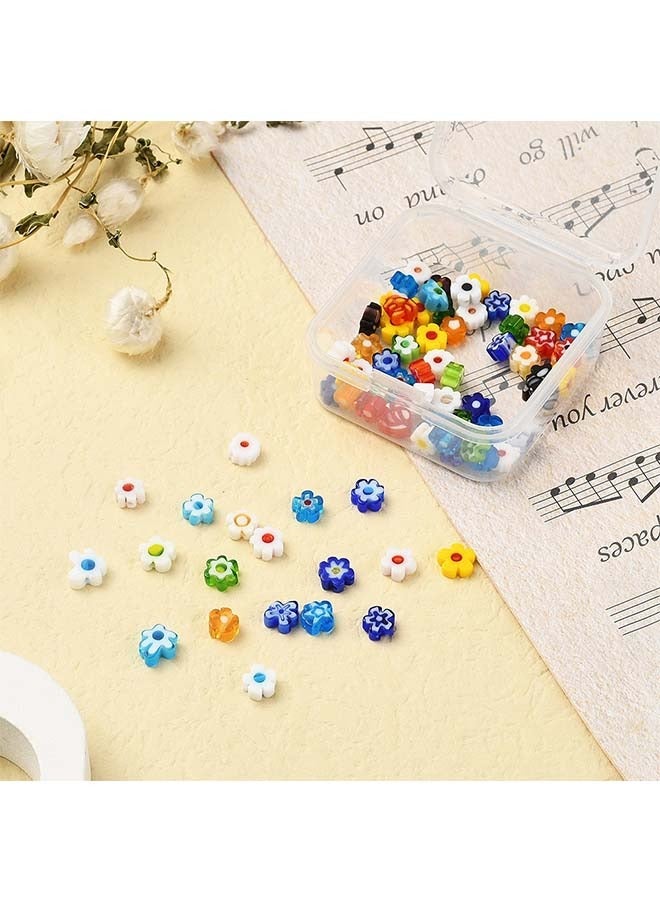 80 Piece Millefiori Lampwork Beads 5-6mm Floral Multi-Colored Flower Glass Flat Beads for Jewelry Necklace Bracelet Earrings DIY Making  - Image 4