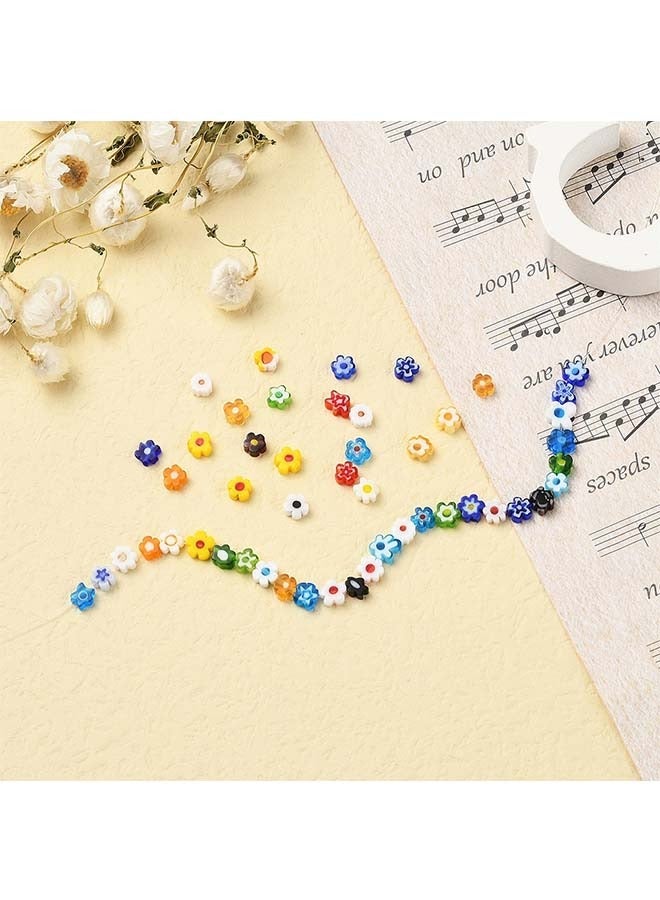 80 Piece Millefiori Lampwork Beads 5-6mm Floral Multi-Colored Flower Glass Flat Beads for Jewelry Necklace Bracelet Earrings DIY Making  - Image 5