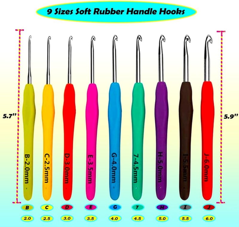 Yarniss Ergonomic Crochet Hooks Set, 9 Sizes Crochet Hooks with Case 2.0mm~6.0mm - Image 5