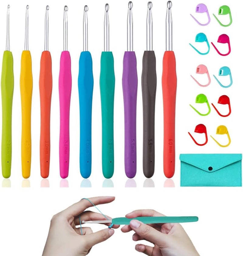 Yarniss Ergonomic Crochet Hooks Set, 9 Sizes Crochet Hooks with Case 2.0mm~6.0mm - Image 1