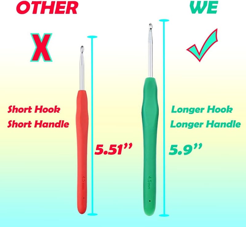 Yarniss Ergonomic Crochet Hooks Set, 9 Sizes Crochet Hooks with Case 2.0mm~6.0mm - Image 3