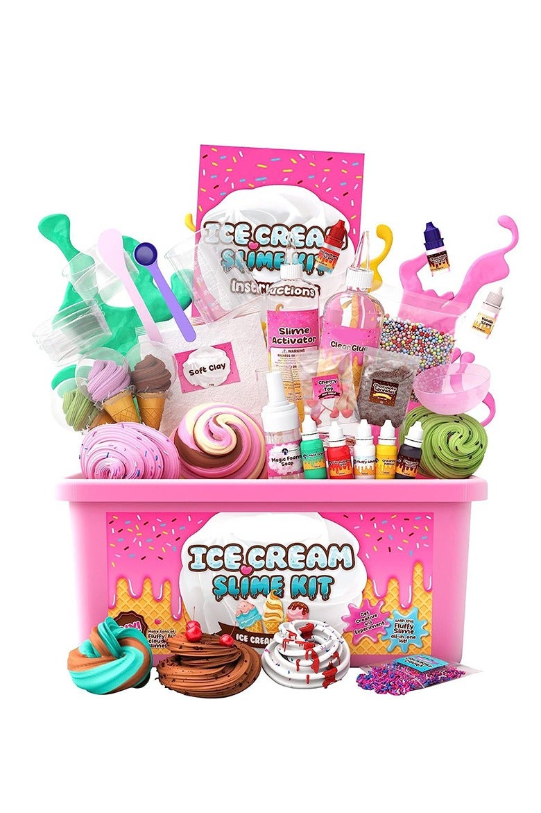 طقم صنع الآيس كريم سلايم للفتيات - طقم صنع سلايم DIY مع سلايم الزبدة، سلايم السحابة وسلايم الفوم - لتخفيف التوتر، هدايا للحفلات وفكرة هدية مثالية للأطفال (من عمر 6 سنوات فما فوق) - Image 1