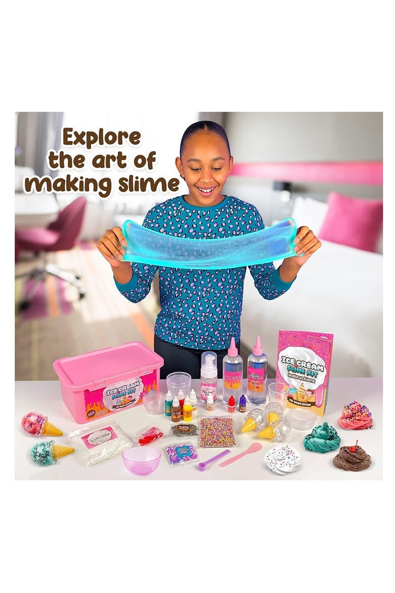 طقم صنع الآيس كريم سلايم للفتيات - طقم صنع سلايم DIY مع سلايم الزبدة، سلايم السحابة وسلايم الفوم - لتخفيف التوتر، هدايا للحفلات وفكرة هدية مثالية للأطفال (من عمر 6 سنوات فما فوق) - Image 3
