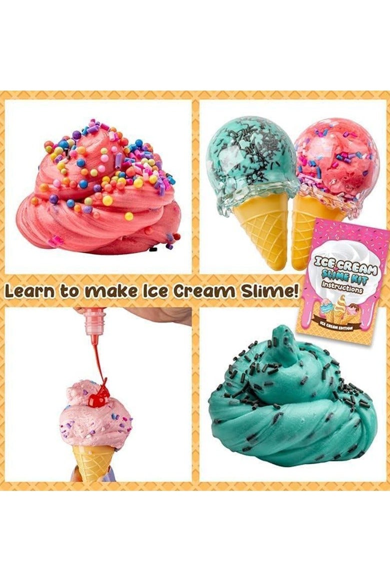 طقم صنع الآيس كريم سلايم للفتيات - طقم صنع سلايم DIY مع سلايم الزبدة، سلايم السحابة وسلايم الفوم - لتخفيف التوتر، هدايا للحفلات وفكرة هدية مثالية للأطفال (من عمر 6 سنوات فما فوق) - Image 2
