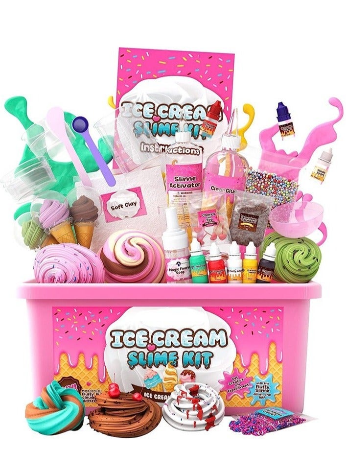 Ice Cream Slime Kit for Girls - DIY Slime Making Kit with Butter, Cloud & Foam Slime - Stress Relief, Fun Party Favors & Perfect Gift Idea for Kids (Ages 6+) - Image 1