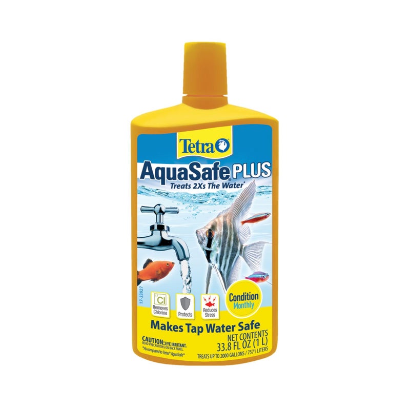 Tetra Fish Tank Water Conditioner and Dechlorinator, Aquasafe Plus, Fresh Water and Marine Aquariums 33.8-Ounce - Image 1