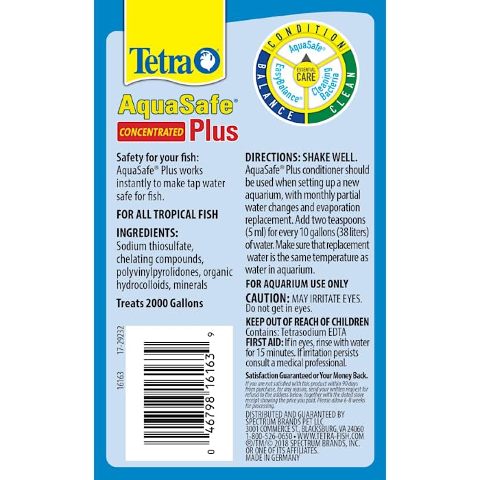 Tetra Fish Tank Water Conditioner and Dechlorinator, Aquasafe Plus, Fresh Water and Marine Aquariums 33.8-Ounce - Image 4