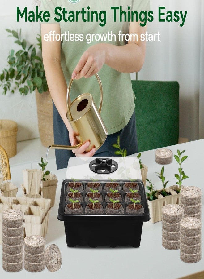 Halatool 4 Pack Seed Starter Tray with 50 PCS Peat Pellets, 48 Cells Black Seeding Starter Trays for Organic Seed Starter Soil Pods for Planting Vegetables Plants Flowers - Starting Seeds Kit - Image 3