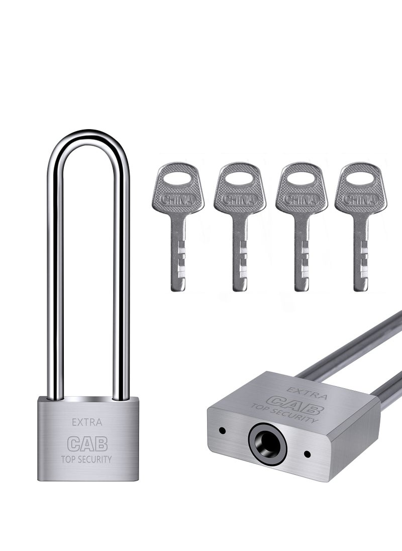 SYOSI Lengthened Padlock with 4 Keys, 6.4 Inch Long Shackle Padlock Heavy Duty Lock Waterproof High Security Outdoor Padlock for Warehouses Container Doors Garage Shed  - Image 1