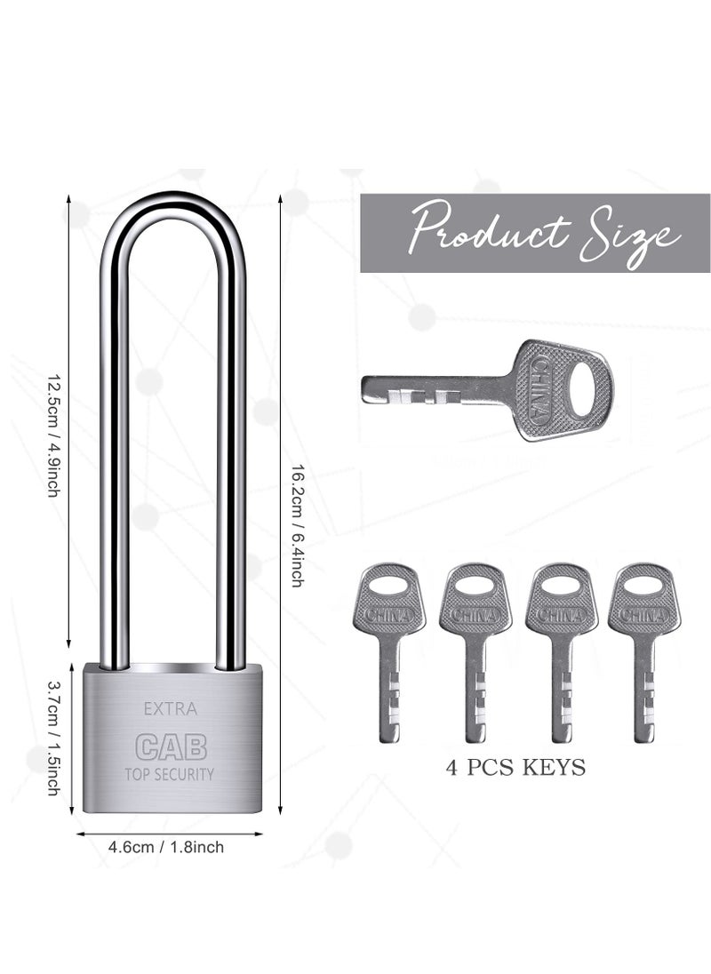 SYOSI Lengthened Padlock with 4 Keys, 6.4 Inch Long Shackle Padlock Heavy Duty Lock Waterproof High Security Outdoor Padlock for Warehouses Container Doors Garage Shed  - Image 4