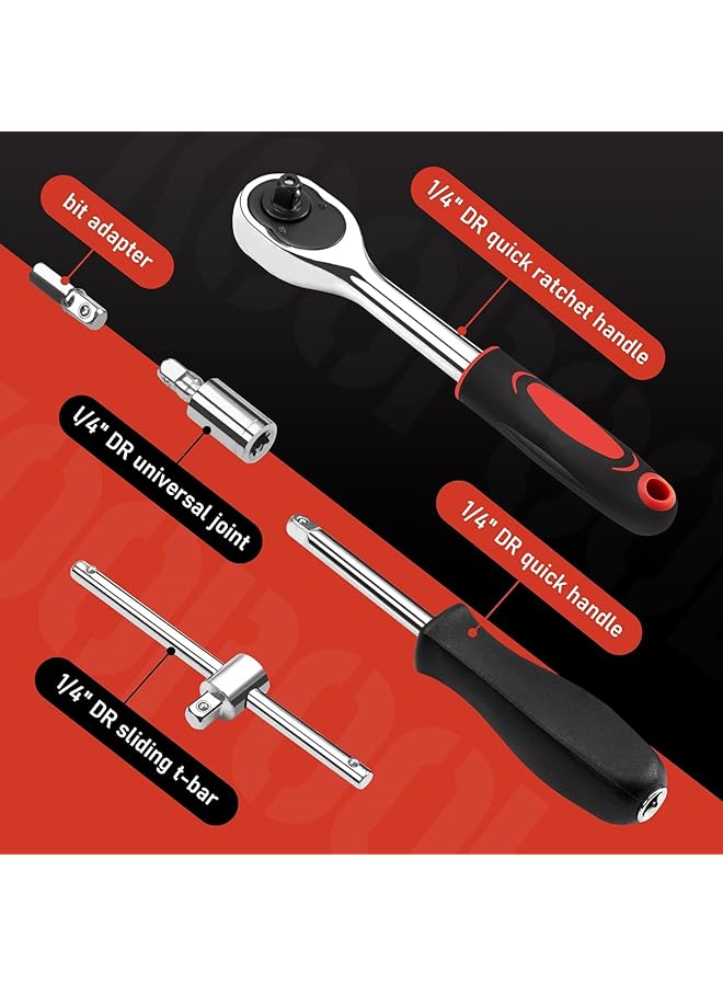 Car Repair Tool 46 Pieces, 1/4-In Socket Set For Car Repair - Image 3