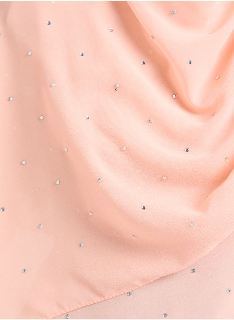 Khizana - Embellished Floral Detail Long Hijab Scarf - Image 1