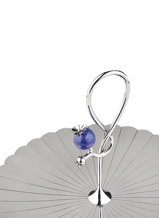 Arttd Inox ARTTDINOX Round Pole Serving Platter | Multipurpose Dessert Cake Stand and Fruit Snack Tower | Royal Lapiz Series | Lapi Lazuli Stone | Stainless Steel | Silver | by Jindal  - Image 5