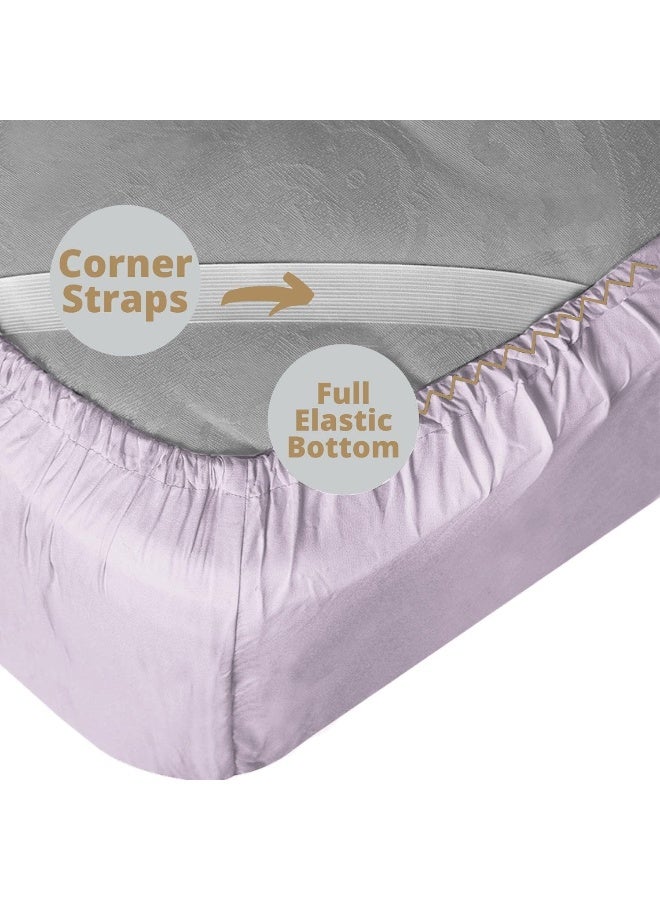 Empyrean Bedding Extra Deep Pocket Fitted Sheet - 6 Piece Sheet Set - 110 GSM Deep Pocket Sheets - Deep Fitted Sheets Set - 56 x 75 inches - Extra Deep Pocket Full Size Sheets - Light Gray Lavender - Image 3