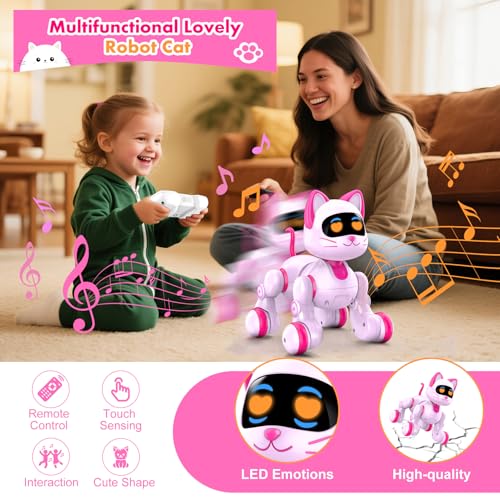 Nicmore Robot Cat Interactive Toys for Girls Remote Control Pet for Kids Age 46 Gifts for 3 4 5 6 7 8 Year Old Gilrs RC Toys with Touch Sensing Gestures Christmas Birthday Gift Ideas - Image 5