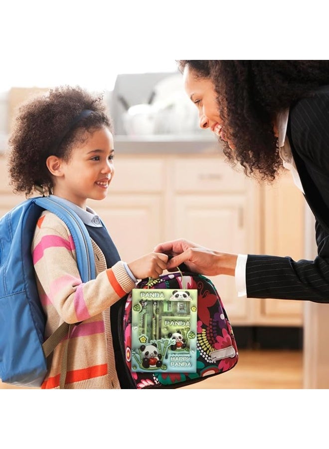 باندا 6 في 1 الأخضر الباندا القرطاسية مجموعة هدية مربع يتضمن 1 لطيف الباندا دفتر صغير 2 الباندا قلم رصاص 1 ممحاة 1 البلاستيك حاكم 1 براية أقلام للطفل طالب - Image 5