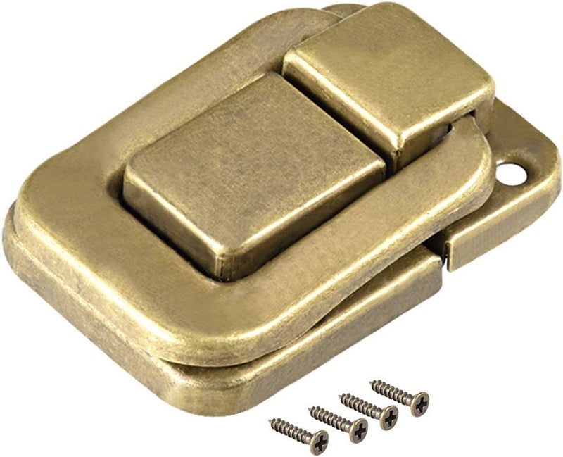 Teclican Golden Toggle Catch Lock 48mm Retro Decorative Hasp w Screws for Suitcase Chest Trunk Latch Clasp with Screws Pack of 5  - Image 2