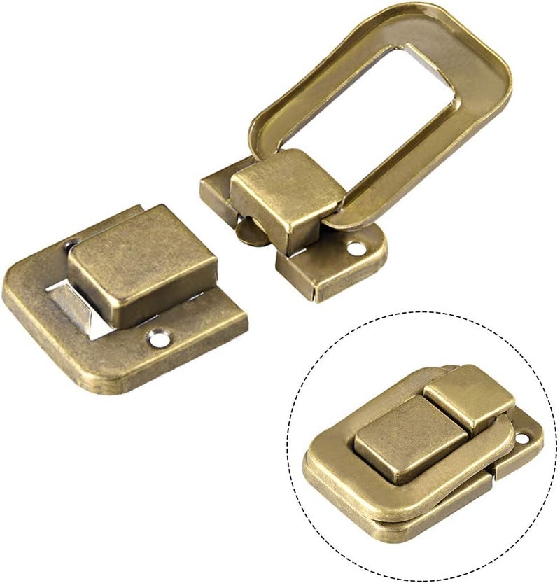 Teclican Golden Toggle Catch Lock 48mm Retro Decorative Hasp w Screws for Suitcase Chest Trunk Latch Clasp with Screws Pack of 5  - Image 3