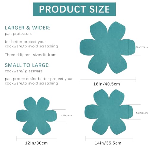Anpuimult Pan Protectors for Stacking,Set of 12 and 3 Different Size,Larger & Thicker Felt cookware Protectors,Pot and Pan Protectors,pan separators Protectors to Avoid Scratching - Image 2