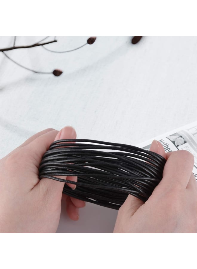 3 Rolls 5M X 2MM Cowhide Round Leather Cords Rope String for Bracelet Necklace Jewelry Making Lanyards DIY Crafts, Black, Dark Brown, Natural Brown Top Grain Leather Cord - Image 4