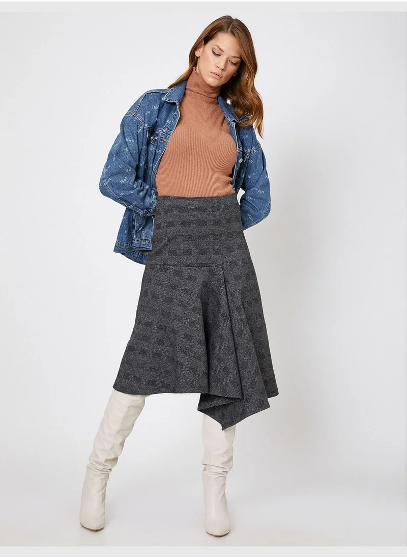 كوتون Medium Rise Frill Detailed Midi Skirt