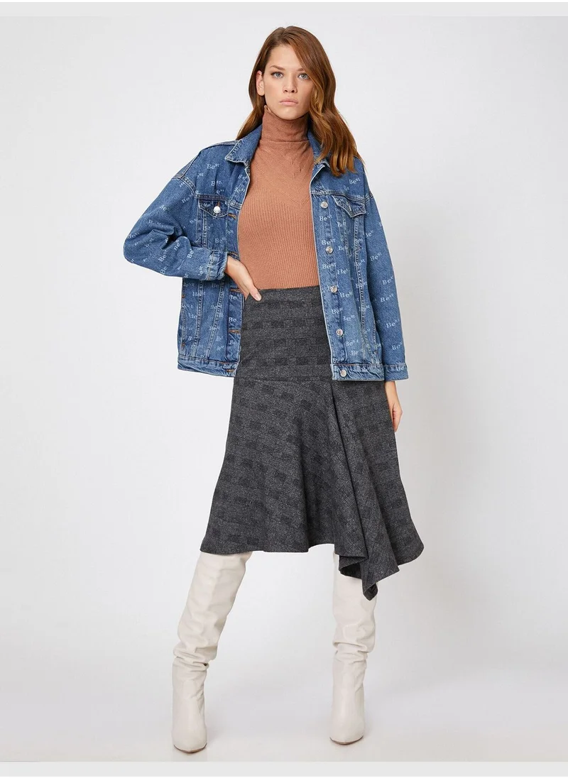 كوتون Medium Rise Frill Detailed Midi Skirt