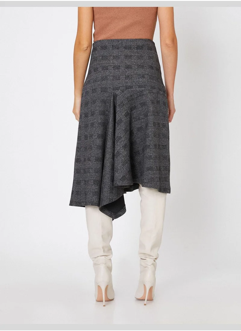 كوتون Medium Rise Frill Detailed Midi Skirt