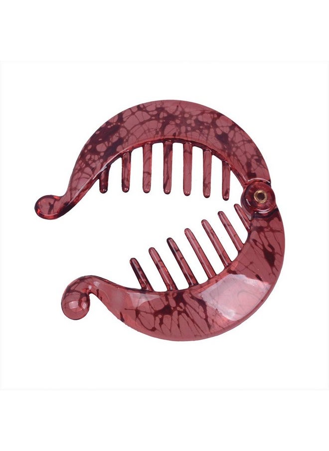 Fodattm 4 Pcs French Small Banana Hair Clip Hair Comb Round Ponytail Holder Hair Claw Fashion Interlocking Banana Combs Flat Shark Hair Clincher  - Image 4