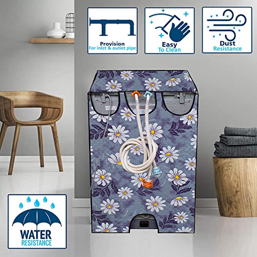 Wings Star Polyester Lg Top Load Washing Machine Cover For 6Kg,6.2Kg,6.5Kg,7Kg (58 X 58 X 88 Cm)|Waterproof&Dust-Proof Top Loading Fully Automatic Washing Machine Cover For Lg,Kum10 Floral Pattern - Image 2