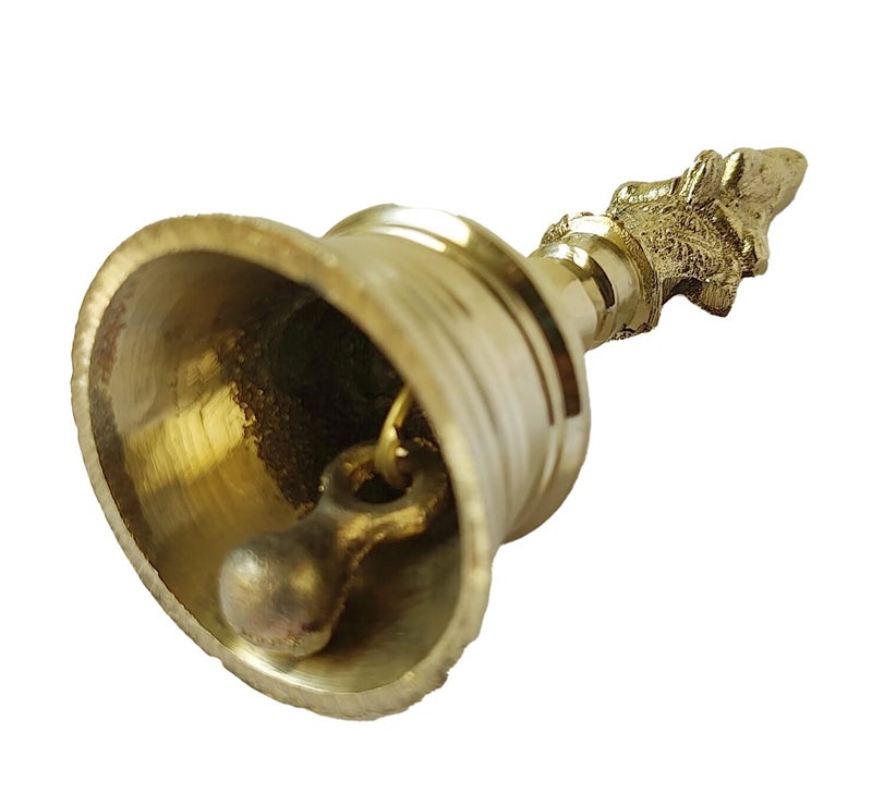 GURU JEE™ Brass Pooja Bell with Hanuman Traditional Hand Held Bell Indian Religious Puja Ghanti for Pooja Room Temple Mandir Home Gifts Showpiece Puja Articles (GJ-Bell-Hanuman(4.5)) - Image 4