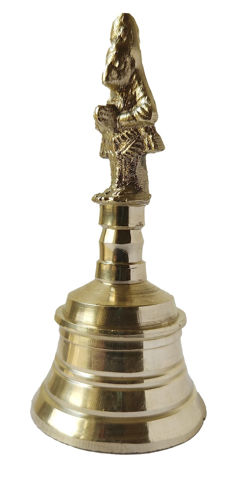 GURU JEE™ Brass Pooja Bell with Hanuman Traditional Hand Held Bell Indian Religious Puja Ghanti for Pooja Room Temple Mandir Home Gifts Showpiece Puja Articles (GJ-Bell-Hanuman(4.5)) - Image 3