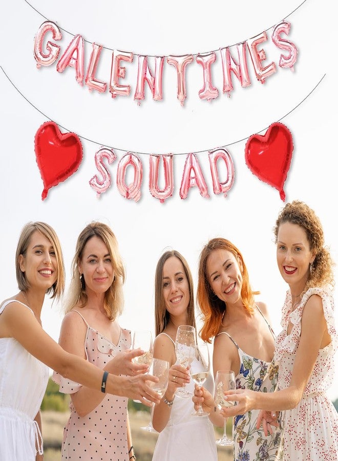 zdshow بالون ذهبي وردي مقاس 16 بوصة من Zdshow Galentines Squad، زينة ليوم الصديقات مستوحاة من شخصية ليزلي نوب، باللونين الوردي والأحمر، يتضمن لافتة بالونات. - Image 4