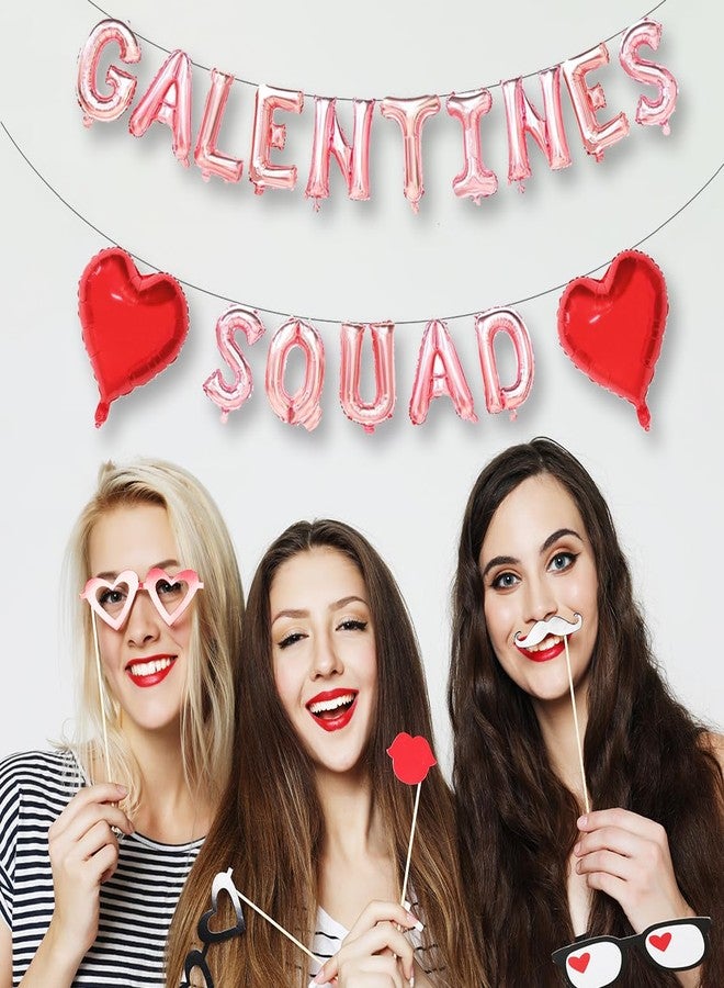 zdshow بالون ذهبي وردي مقاس 16 بوصة من Zdshow Galentines Squad، زينة ليوم الصديقات مستوحاة من شخصية ليزلي نوب، باللونين الوردي والأحمر، يتضمن لافتة بالونات. - Image 3