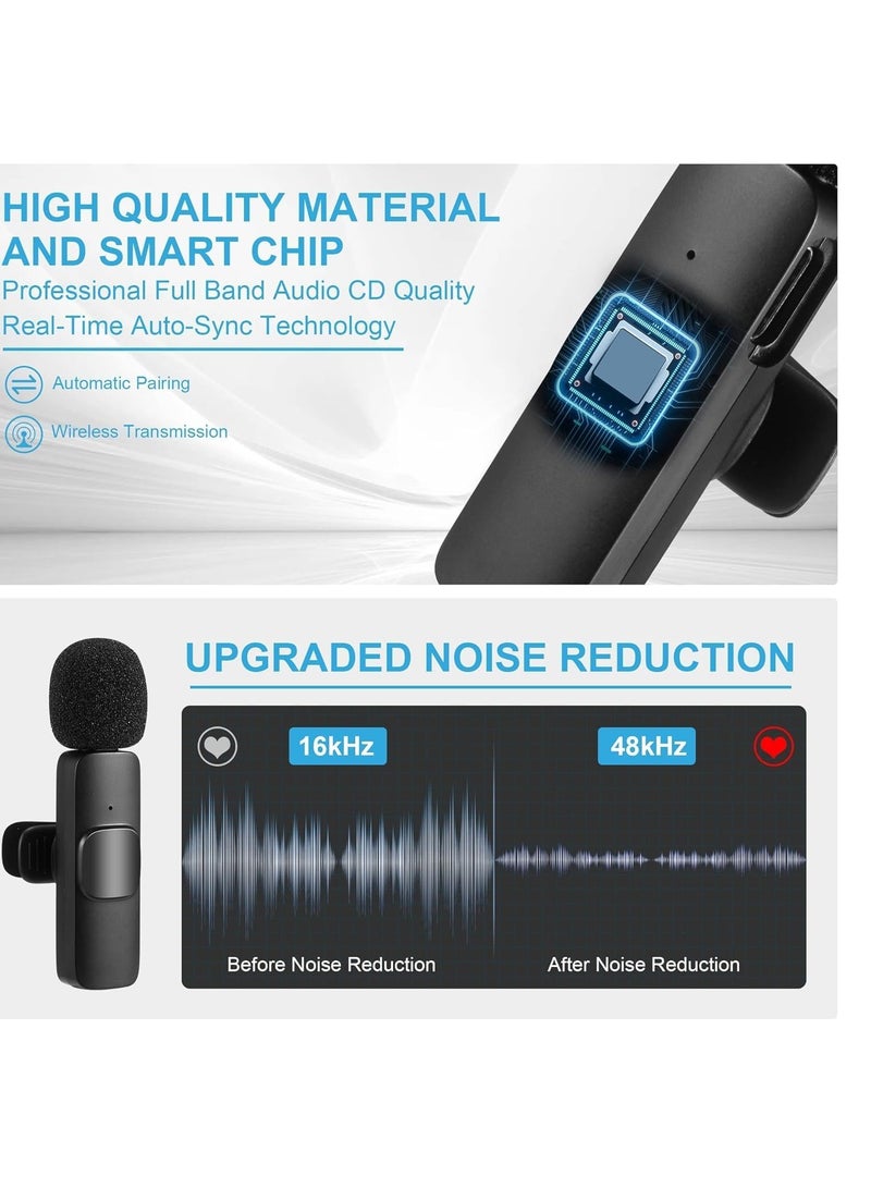Wireless Microphone for iPad- Plug-Play Wireless Lavalier Mic with 2 Microphone for Phone Video Recording- Interview- Vlog- Auto Sync and Noise Reduction- 2.4G, Black (ELT-IOS) - Image 4