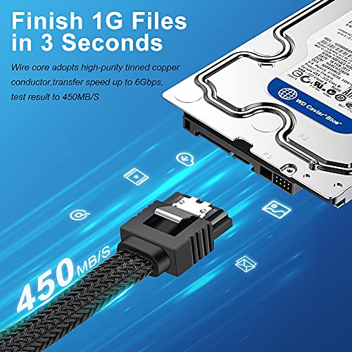 ELECTOP SATA III Cable, 6Gbps Straight HDD SDD Data Cable, SATA 3.0 Nylon Braided Cable with Locking Latch for SATA HDD, SSD, CD Driver, CD Writer(20 Inch, Black,5 Pack) - Image 4