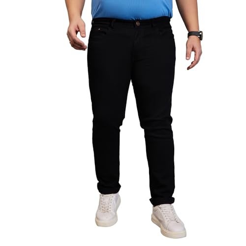 Bigbanana Plus Size Men's Regular Fit Solid Jeans (Zenith,Black,7XL) - Image 1