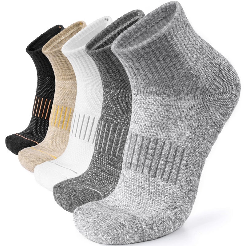 Lapulas Merino Wool Quarter Socks for Men Women, Hiking Running, Cushioned Compression Support, Thermal Thick, 5 Pairs - Image 1