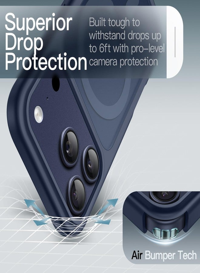 جي تيك جراب مغناطيسي من JETech لهاتف iPhone 17 Pro Max مقاس 6.9 بوصة، متوافق مع MagSafe، غطاء خلفي شفاف غير لامع، نحيف وبسيط، مقاوم للصدمات (أزرق داكن) - Image 4