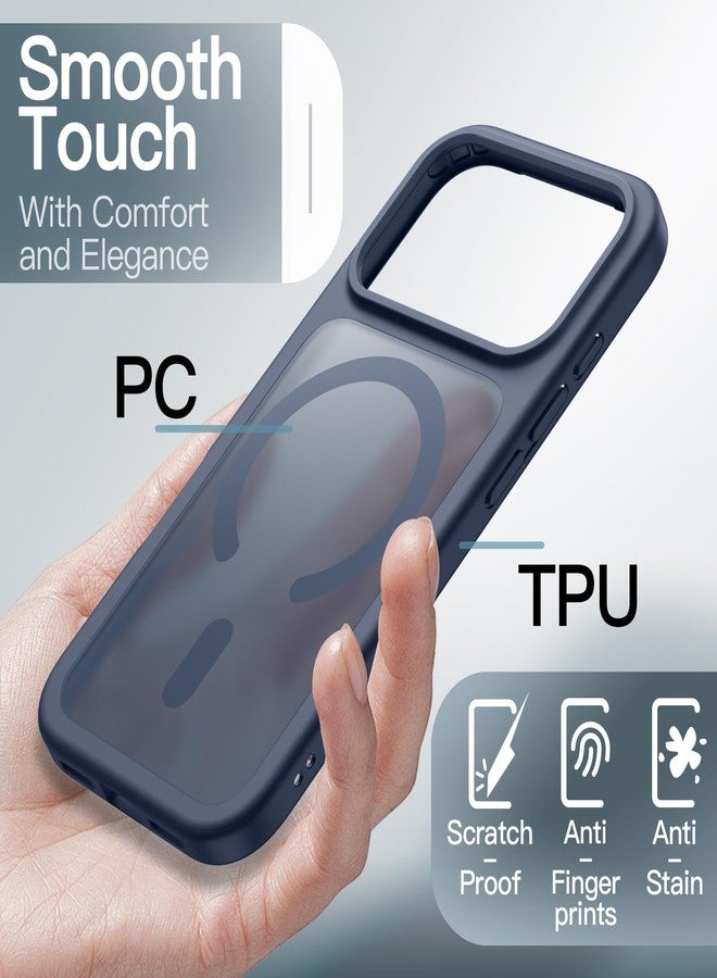 جي تيك جراب مغناطيسي من JETech لهاتف iPhone 17 Pro Max مقاس 6.9 بوصة، متوافق مع MagSafe، غطاء خلفي شفاف غير لامع، نحيف وبسيط، مقاوم للصدمات (أزرق داكن) - Image 5